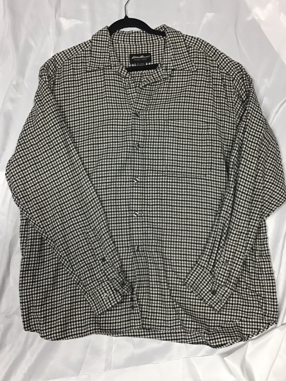 Eddie Bauer Black & White Checked Lightweight Flannel Shirt Jacket